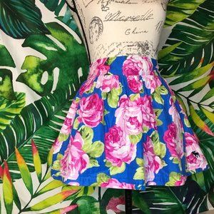 Abercrombie and Fitch Small Blue Pink Floral Aurora Disneybound Skirt